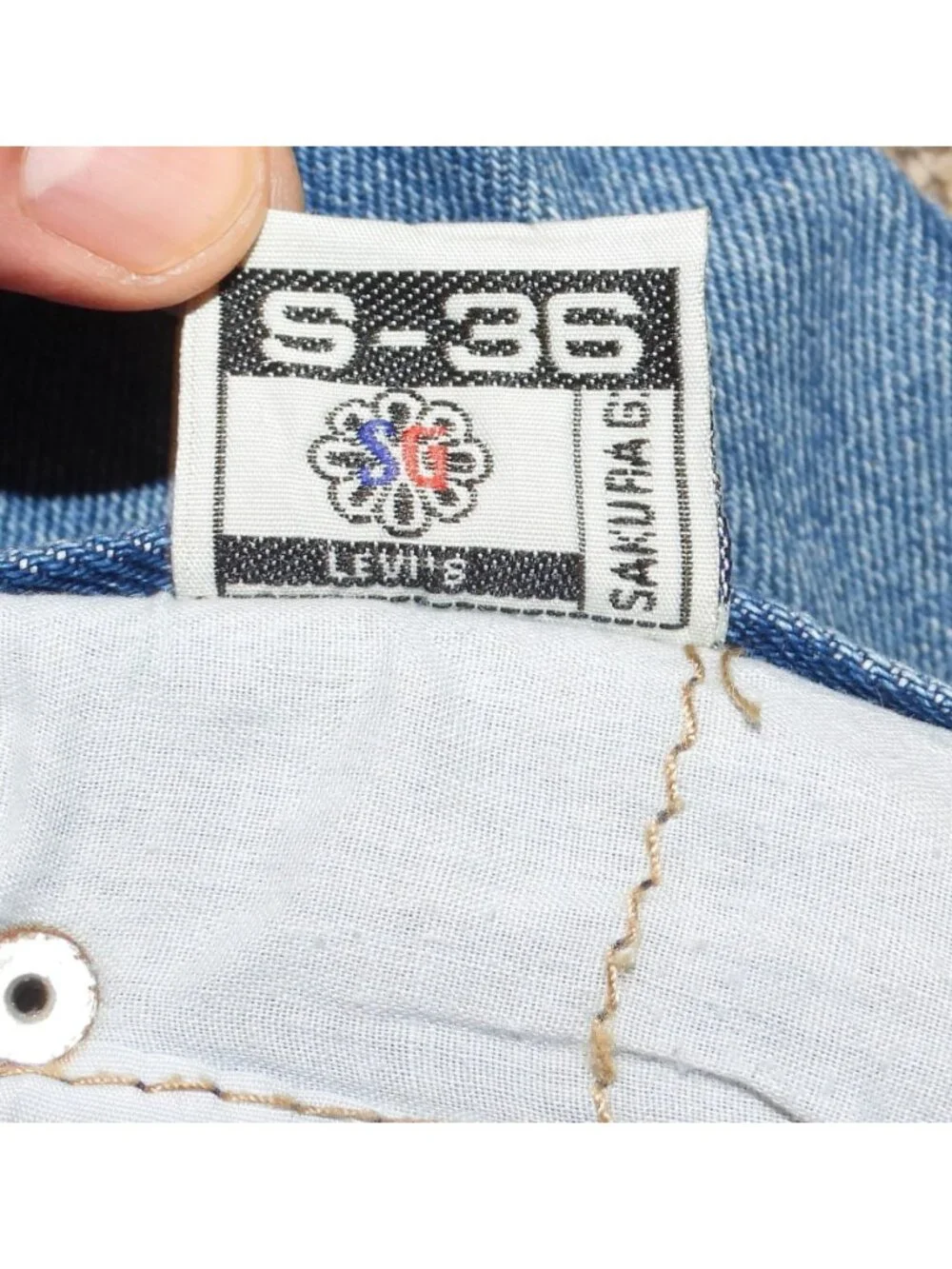Vintage Levi's 501-0657 Sakura G S-36 Denim Blue Jeans Straight Made USA 36x28